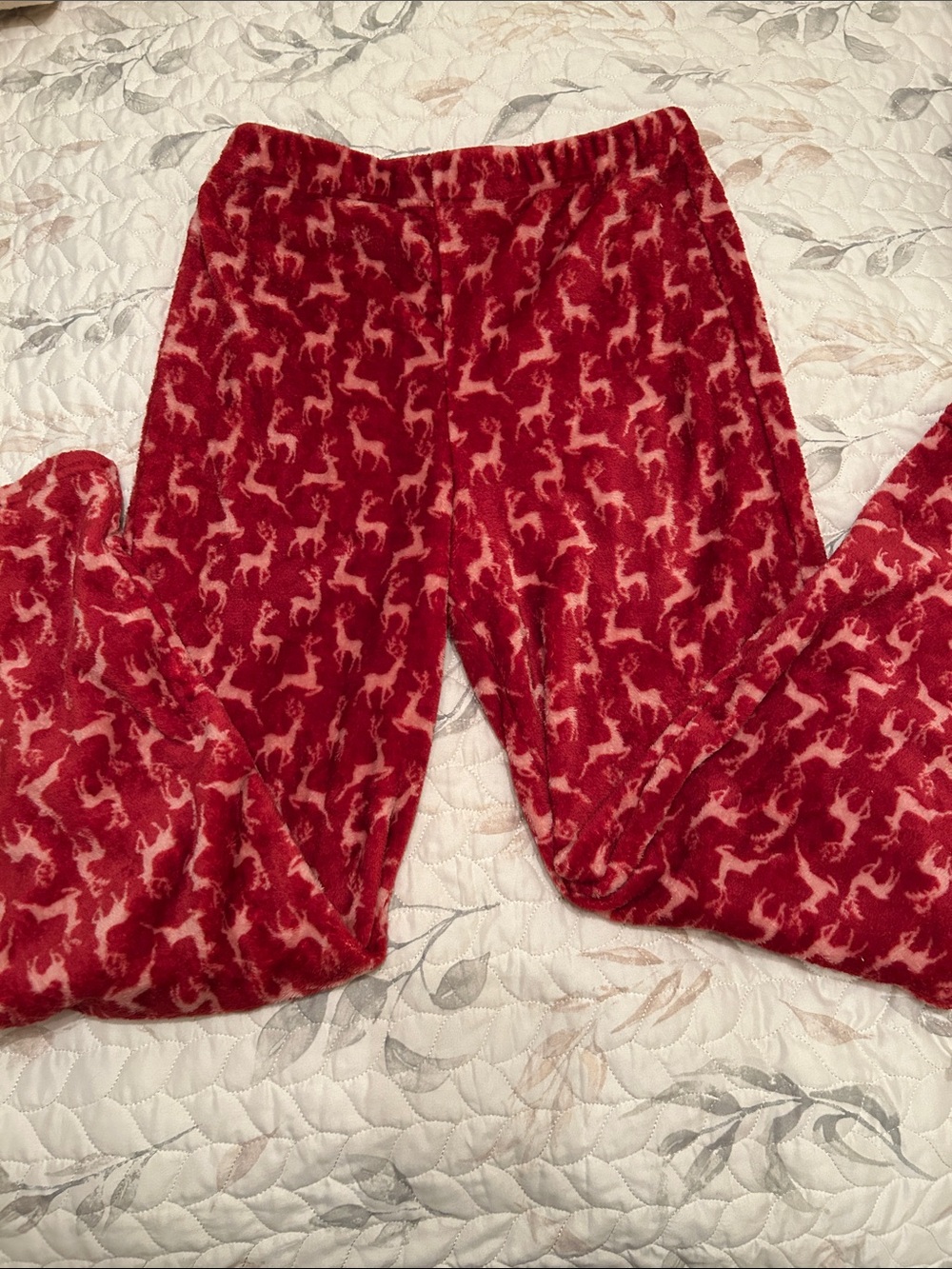 Cozy Red Reindeer Fleece Pajama Pants
